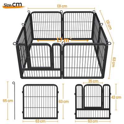 Parc Pour Chien 8 Panneaux Enclos En Métal Avec Porte Verrouillable