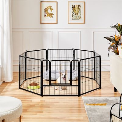 Parc Pour Chien 8 Panneaux Enclos En Métal Avec Porte Verrouillable