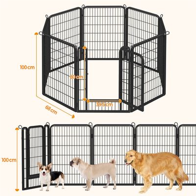 8 Panneaux 68*100 Cm Enclos Parc Pour Petit Animal Chien Chiot Lapin