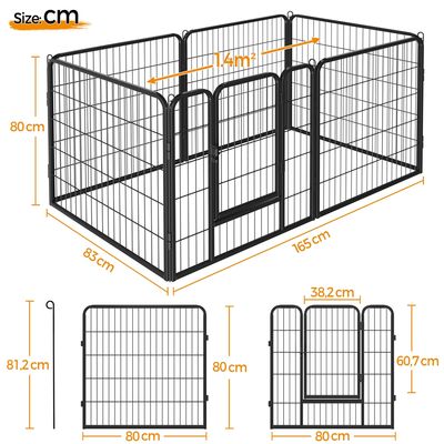 6 Panneaux Parc Enclos Pour Chiens Chiots Lapins Métal