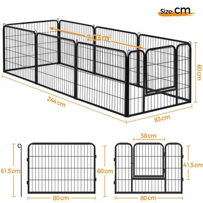 Parc Pour Chien En 8 Panneaux Enclos De Compagnie En Métal 60 Cm