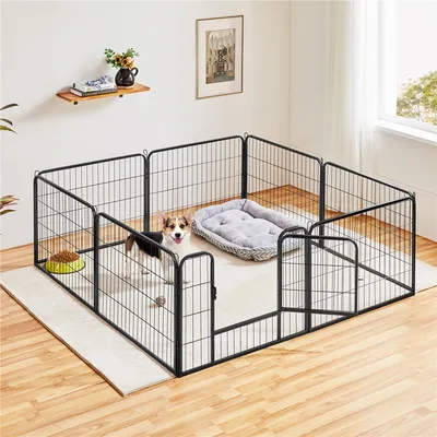 Parc Pour Chien En 8 Panneaux Enclos De Compagnie En Métal 60 Cm