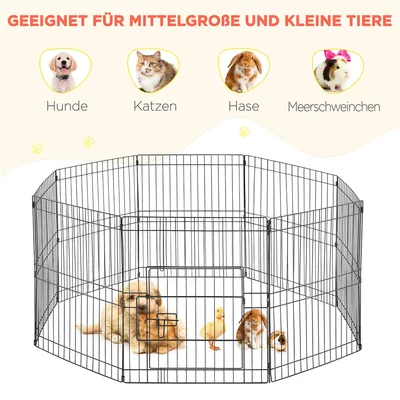 8-tlg. Welpenlauslauf Hundegitter, 52 x 61 cm je Paneel, mit Schloss 8-tlg. Welpenlauslauf Hundegitter, 52 x 61 cm je Paneel, mit Schloss