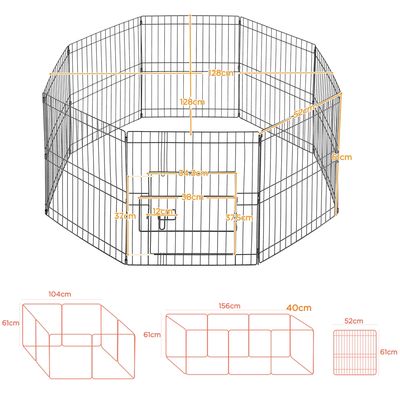 Parc Pour Chien En Métal Avec Porte Et Loquet Clôture à 8 Panneaux