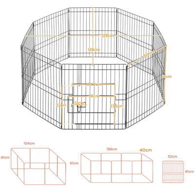 Parc Pour Chien En Métal Avec Porte Et Loquet Clôture à 8 Panneaux