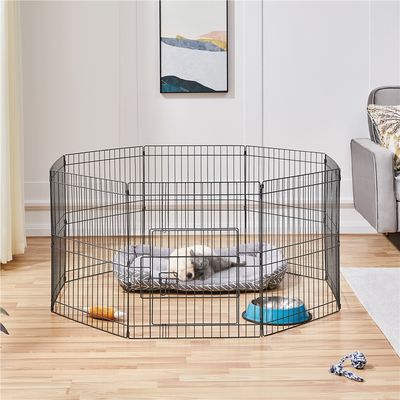 Parc Pour Chien En Métal Avec Porte Et Loquet Clôture à 8 Panneaux