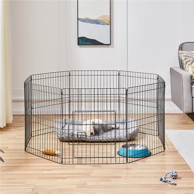 Parc Pour Chien En Métal Avec Porte Et Loquet Clôture à 8 Panneaux