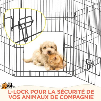 Parc Pour Chien En Métal Avec Porte Et Loquet Clôture à 8 Panneaux