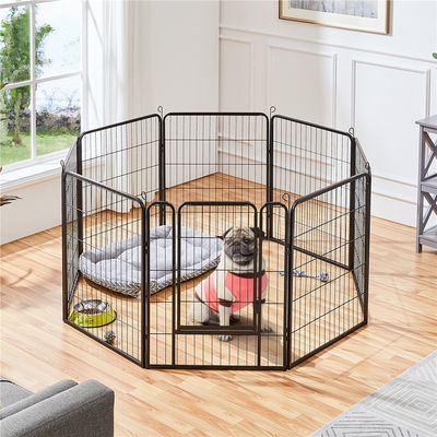 Parc Pour Chien En 8 Panneaux Enclos En Métal, 80 Cm Noir