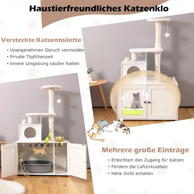 GIANTEX Kratzbaum Mit Katzentoilettenmöbel Und Hütte, Im Industrial-Stil GIANTEX Kratzbaum Mit Katzentoilettenmöbel Und Hütte, Im Industrial-Stil