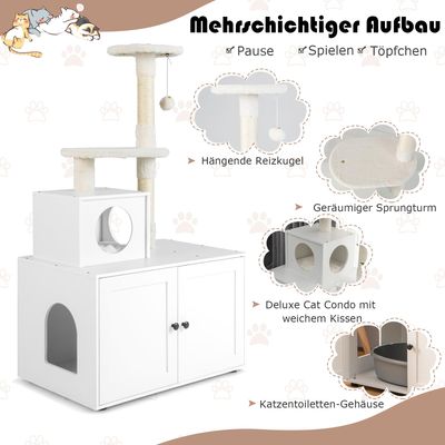 GIANTEX Kratzbaum Mit Katzentoilettenmöbel Und Hütte, Im Industrial-Stil