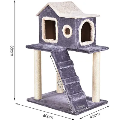 GIANTEX Arbre à Chat avec Poteaux en Sisal, Niche Confortable et Escalier