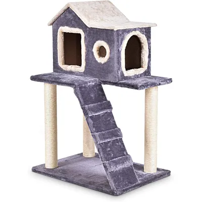 GIANTEX Arbre à Chat avec Poteaux en Sisal, Niche Confortable et Escalier