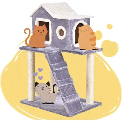 GIANTEX Arbre à Chat avec Poteaux en Sisal, Niche Confortable et Escalier