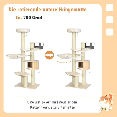 GIANTEX Árbol para trepar con ganchos giratorios, asideros de sisal y Condo
