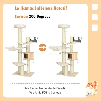 GIANTEX Arbre à Chat avec Hamacs Pivotant, Griffoirs en Sisal et Condo