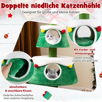 GIANTEX Kratzbaum In Form Eines Weihnachtsbaums Mit 2 Höhlen GIANTEX Kratzbaum In Form Eines Weihnachtsbaums Mit 2 Höhlen