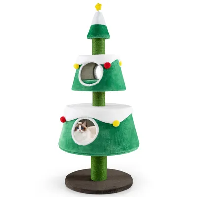 GIANTEX Kratzbaum In Form Eines Weihnachtsbaums Mit 2 Höhlen GIANTEX Kratzbaum In Form Eines Weihnachtsbaums Mit 2 Höhlen