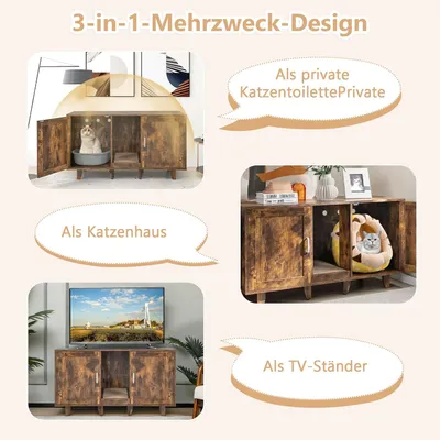 GIANTEX 3-in-1-Katzenklo, 2 Türen Mit Abnehmbaren Beinen GIANTEX 3-in-1-Katzenklo, 2 Türen Mit Abnehmbaren Beinen