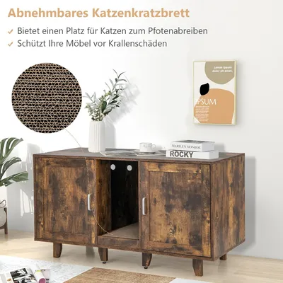 GIANTEX 3-in-1-Katzenklo, 2 Türen Mit Abnehmbaren Beinen GIANTEX 3-in-1-Katzenklo, 2 Türen Mit Abnehmbaren Beinen