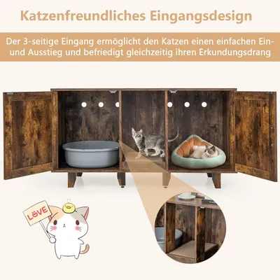 GIANTEX 3-in-1-Katzenklo, 2 Türen Mit Abnehmbaren Beinen GIANTEX 3-in-1-Katzenklo, 2 Türen Mit Abnehmbaren Beinen