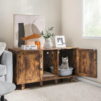 GIANTEX Maison de Toilette pour Chat avec 2 Portes et Planche à Griffer