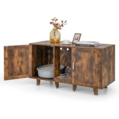 GIANTEX Maison de Toilette pour Chat avec 2 Portes et Planche à Griffer GIANTEX Maison de Toilette pour Chat avec 2 Portes et Planche à Griffer