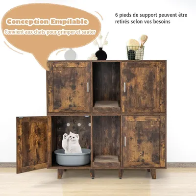 GIANTEX Maison de Toilette pour Chat avec 2 Portes et Planche à Griffer