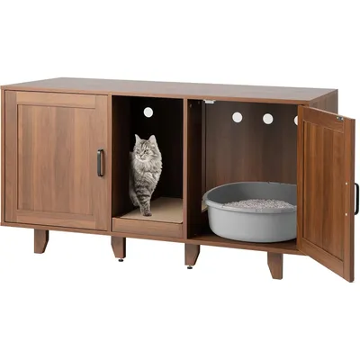 GIANTEX 3 en 1 Maison de Toilette pour Chat,2 Porte avec Pieds Amovibles GIANTEX 3 en 1 Maison de Toilette pour Chat,2 Porte avec Pieds Amovibles