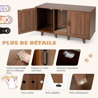 GIANTEX 3 en 1 Maison de Toilette pour Chat,2 Porte avec Pieds Amovibles GIANTEX 3 en 1 Maison de Toilette pour Chat,2 Porte avec Pieds Amovibles