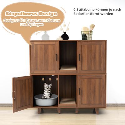 GIANTEX 3-in-1-Katzenklo, 2 Türen Mit Abnehmbaren Beinen