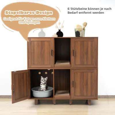 GIANTEX 3-in-1-Katzenklo, 2 Türen Mit Abnehmbaren Beinen GIANTEX 3-in-1-Katzenklo, 2 Türen Mit Abnehmbaren Beinen