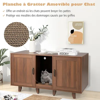 GIANTEX 3 en 1 Maison de Toilette pour Chat,2 Porte avec Pieds Amovibles GIANTEX 3 en 1 Maison de Toilette pour Chat,2 Porte avec Pieds Amovibles