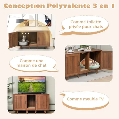 GIANTEX 3 en 1 Maison de Toilette pour Chat,2 Porte avec Pieds Amovibles GIANTEX 3 en 1 Maison de Toilette pour Chat,2 Porte avec Pieds Amovibles