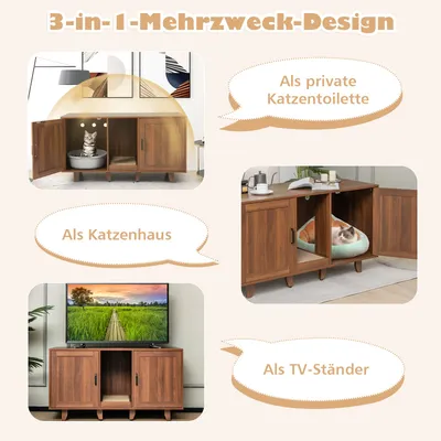 GIANTEX 3-in-1-Katzenklo, 2 Türen Mit Abnehmbaren Beinen GIANTEX 3-in-1-Katzenklo, 2 Türen Mit Abnehmbaren Beinen
