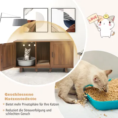 GIANTEX 3-in-1-Katzenklo, 2 Türen Mit Abnehmbaren Beinen GIANTEX 3-in-1-Katzenklo, 2 Türen Mit Abnehmbaren Beinen