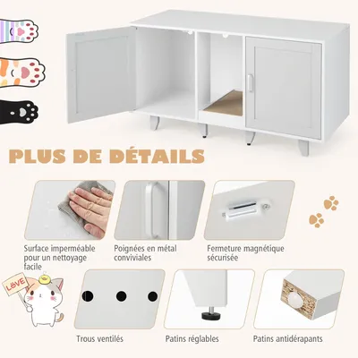 GIANTEX 3 en 1 Maison de Toilette pour Chat,2 Porte avec Pieds Amovibles GIANTEX 3 en 1 Maison de Toilette pour Chat,2 Porte avec Pieds Amovibles