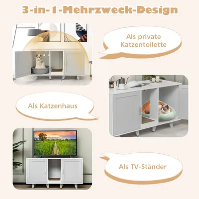 GIANTEX 3-in-1-Katzenklo, 2 Türen Mit Abnehmbaren Beinen GIANTEX 3-in-1-Katzenklo, 2 Türen Mit Abnehmbaren Beinen
