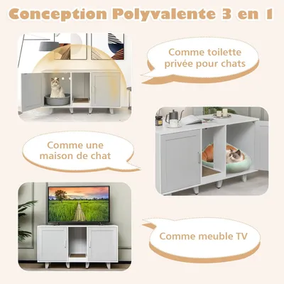 GIANTEX 3 en 1 Maison de Toilette pour Chat,2 Porte avec Pieds Amovibles GIANTEX 3 en 1 Maison de Toilette pour Chat,2 Porte avec Pieds Amovibles