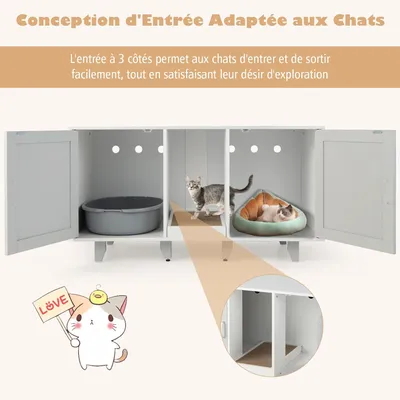 GIANTEX 3 en 1 Maison de Toilette pour Chat,2 Porte avec Pieds Amovibles GIANTEX 3 en 1 Maison de Toilette pour Chat,2 Porte avec Pieds Amovibles