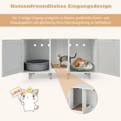GIANTEX 3-in-1-Katzenklo, 2 Türen Mit Abnehmbaren Beinen GIANTEX 3-in-1-Katzenklo, 2 Türen Mit Abnehmbaren Beinen