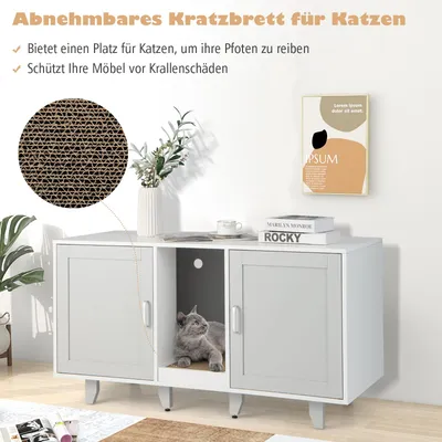 GIANTEX 3-in-1-Katzenklo, 2 Türen Mit Abnehmbaren Beinen GIANTEX 3-in-1-Katzenklo, 2 Türen Mit Abnehmbaren Beinen