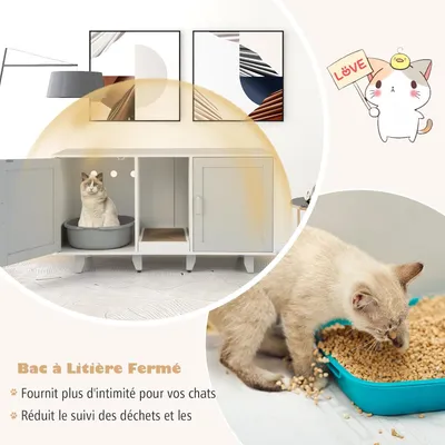 GIANTEX 3 en 1 Maison de Toilette pour Chat,2 Porte avec Pieds Amovibles GIANTEX 3 en 1 Maison de Toilette pour Chat,2 Porte avec Pieds Amovibles