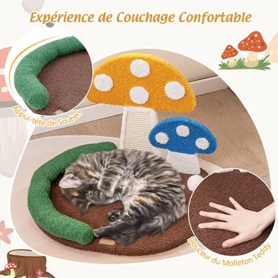 GIANTEX Arbre à Chat de Champignon avec Planche à Griffer & Plateforme