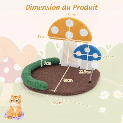 GIANTEX Arbre à Chat de Champignon avec Planche à Griffer & Plateforme