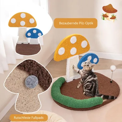 GIANTEX Pilz-Kratzbaum Mit Kratzbrett Und Plattform GIANTEX Pilz-Kratzbaum Mit Kratzbrett Und Plattform