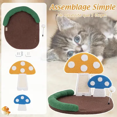 GIANTEX Arbre à Chat de Champignon avec Planche à Griffer & Plateforme