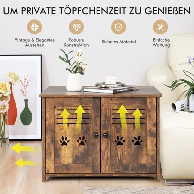 GIANTEX Katzenklo Mit 2 Türen Und Praktischen Griffen GIANTEX Katzenklo Mit 2 Türen Und Praktischen Griffen