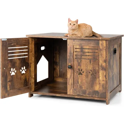 GIANTEX Maison de Toilette pour Chat avec 2 Portes et Poignées Pratiques GIANTEX Maison de Toilette pour Chat avec 2 Portes et Poignées Pratiques