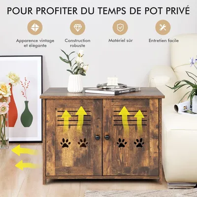 GIANTEX Maison de Toilette pour Chat avec 2 Portes et Poignées Pratiques